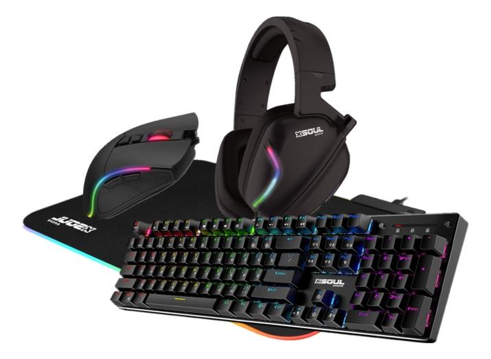 Combo Gamer Teclado Mecánico + Mouse + Pad + Auricular 5.1